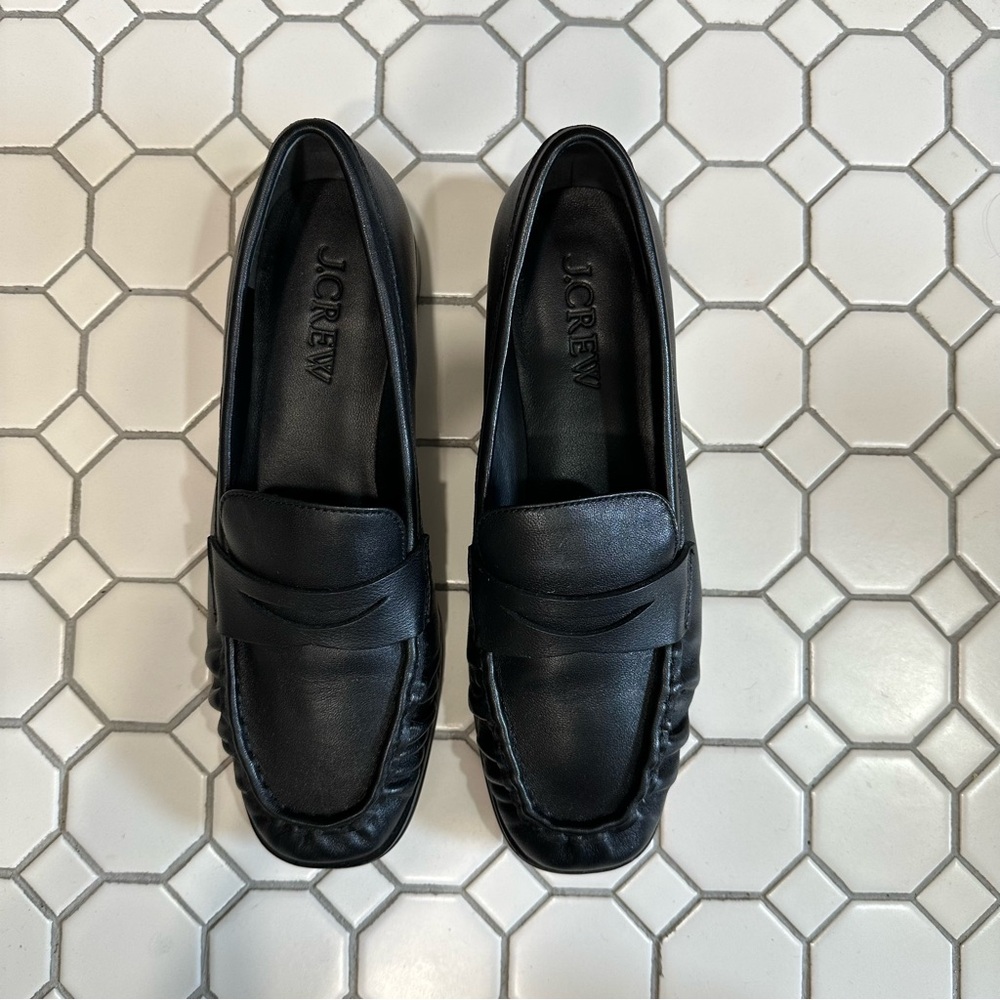 J. Crew Black Leather Penny Loafers